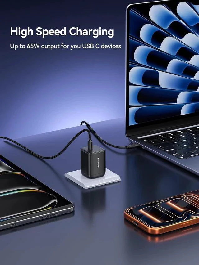 Alt view image 7 of 7 - USB-C 65W GaN Charger for Nintendo Switch 2 (TV Mode) Small PD PPS USB-C Fast Wall Charging Block with 5ft Cable for Switch Steam Deck ROG Ally iPhone Android Tablet & Laptop