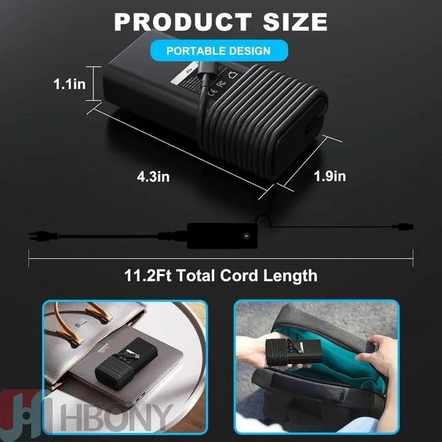 Alt view image 3 of 7 - 65W 60W USB Type C Charger Compatible with Laptop Latitude 5540 5440 7440 5450 e5430 5430 5530 7430 3450 5550 5350 7450 5420 7420 5520 e5440 Power Cord XPS 13 Computer AC Adapter