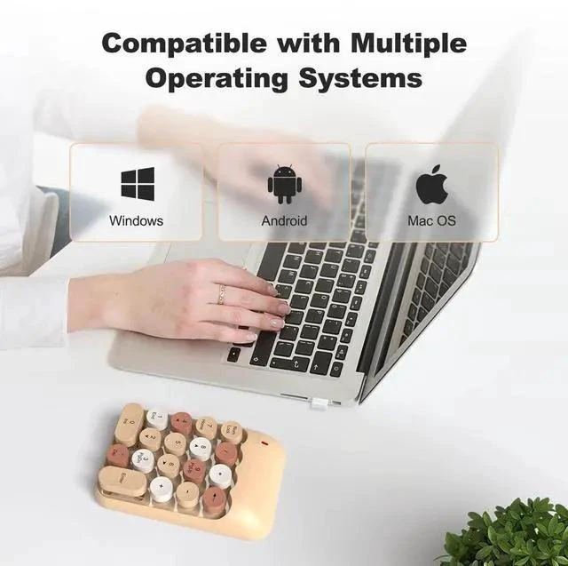Alt view image 3 of 7 - Wireless Number Pads - MilkTea Numeric Keypad 18 Keys USB 2.4G Round Keycap Colorful Extensions Keypads, Financial Accounting Portable Numpad 10 Key for Laptop/PC/Notebook/Surface Pro