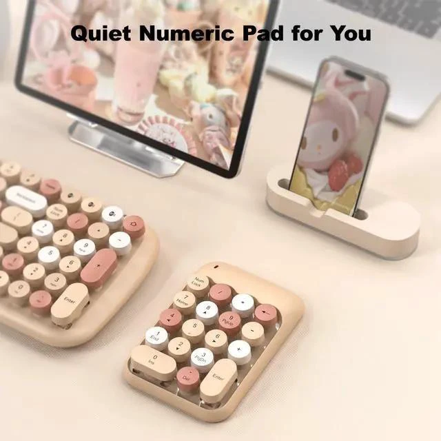Alt view image 4 of 7 - Wireless Number Pads - MilkTea Numeric Keypad 18 Keys USB 2.4G Round Keycap Colorful Extensions Keypads, Financial Accounting Portable Numpad 10 Key for Laptop/PC/Notebook/Surface Pro
