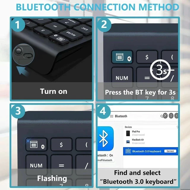 Alt view image 3 of 7 - Bluetooth Number Pad for Laptop, Wireless Numeric keypad, 28 Keys Numpad Number Keypad Bluetooth 10 Keys Number Pad for Laptop, MacBook Air/Pro, iMac, Surface Pro, etc