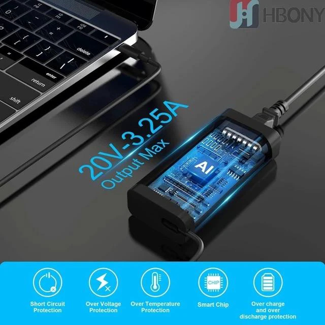 Alt view image 4 of 7 - 65W 60W USB Type C Charger Compatible with Laptop Latitude 5540 5440 7440 5450 e5430 5430 5530 7430 3450 5550 5350 7450 5420 7420 5520 e5440 Power Cord XPS 13 Computer AC Adapter