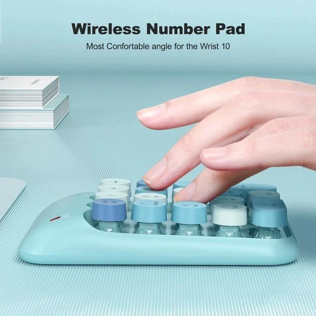Alt view image 6 of 7 - Wireless Number Pads - Blue Numeric Keypad 18 Keys USB 2.4G Round Keycap Colorful Extensions Keypads, Financial Accounting Portable Numpad 10 Key for Laptop/PC/Notebook/Surface Pro