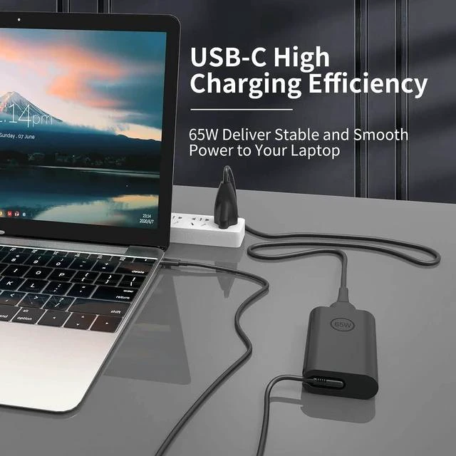 Alt view image 3 of 7 - 65W 45 Watt AC Adapter Compatible with Laptop Charger USB C Computer Latitude 5420 7420 5540 5440 3540 7440 5450 5430 5520 5530 7430 E5430 E5440 XPS 13 Type C Power Cord