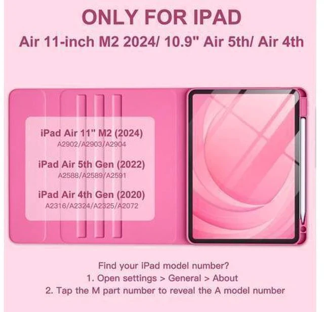 Alt view image 2 of 7 - Harvopu iPad Air 11 M2 & iPad Air 5th 4th Generation Case with Keyboard - Folio Keyboard Cover with Pencil Holder for iPad Air 11-inch 2024, iPad Air 5 2022/ iPad Air 4 2020 (Hot Pink)