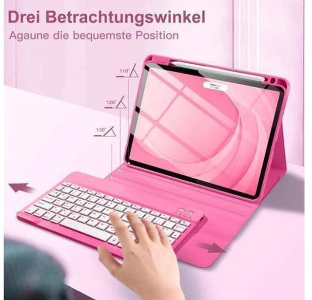 Alt view image 5 of 7 - Harvopu iPad Air 11 M2 & iPad Air 5th 4th Generation Case with Keyboard - Folio Keyboard Cover with Pencil Holder for iPad Air 11-inch 2024, iPad Air 5 2022/ iPad Air 4 2020 (Hot Pink)