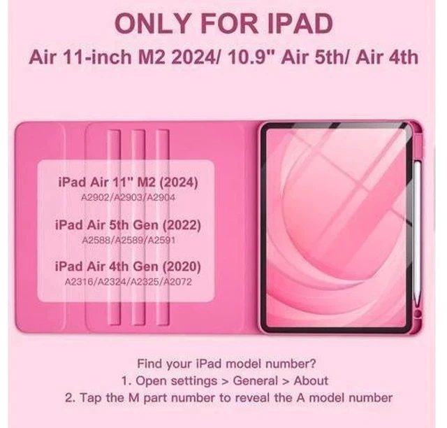 Alt view image 7 of 7 - Harvopu iPad Air 11 M2 & iPad Air 5th 4th Generation Case with Keyboard - Folio Keyboard Cover with Pencil Holder for iPad Air 11-inch 2024, iPad Air 5 2022/ iPad Air 4 2020 (Hot Pink)