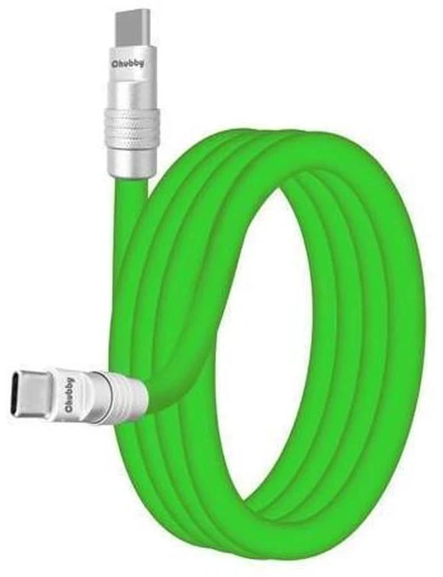 Main image of chubbycable Chubby 3.0 Fast Charging Cable Durable Soft Silicone USB C Cable 240W Extra Thick Phone Charger Cord Data Transfer Type C Cable, Green, Type-C to Type-C, 13.1 FT