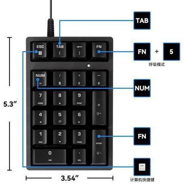 Alt view image 2 of 7 - K21 Mechanical Digital Keyboard Multi-functional Keys - Specialized for Bank Accounting and Office Use - Digital Small Keyboard