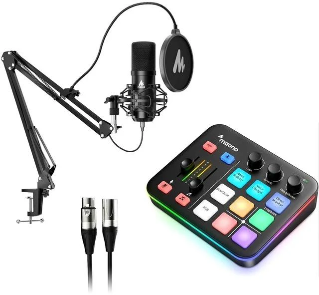 Main image of USB XLR Condenser Microphone Set: PC Computer Podcast Cardioid Metal Mic Kit with Software for Recor