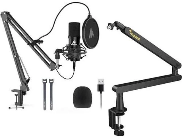 Main image of USB Microphone, 192KHZ/24Bit Plug & Play PC Computer Podcast Condenser Cardioid Metal Mic Kit with P