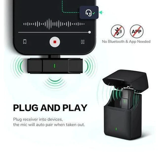 Alt view image 4 of 7 - BONAEVER Wireless Lavalier Microphone for USB Type-C roid with 35H Charging Case Plug & Play Clip-on Lapel Mic for Youtube Facebook Live Standream Video Recording -Noise Reduction/ 984Ft Transmission