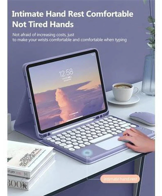 Alt view image 2 of 7 - QYiiD Keyboard Case with Touchpad for iPad Pro 13-inch (M4) 2024, Smart Keyboard Folio Cover with Pencil Holder, Multi-Touch Trackpad, Detachable Keyboard for iPad Pro13 inch (2024), Yellow