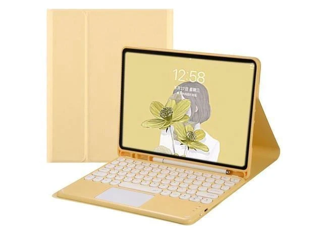 Alt view image 6 of 7 - QYiiD Keyboard Case with Touchpad for iPad Pro 13-inch (M4) 2024, Smart Keyboard Folio Cover with Pencil Holder, Multi-Touch Trackpad, Detachable Keyboard for iPad Pro13 inch (2024), Yellow