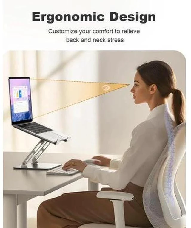 Main image of Ergonomic Laptop Stand Dual-Bar Support & Height Adjustable Laptop Riser Holder for Desk Ventilated & Portable Computer Notebook Stand Mount Compatible with MacBook Air Pro//HP (10-16)