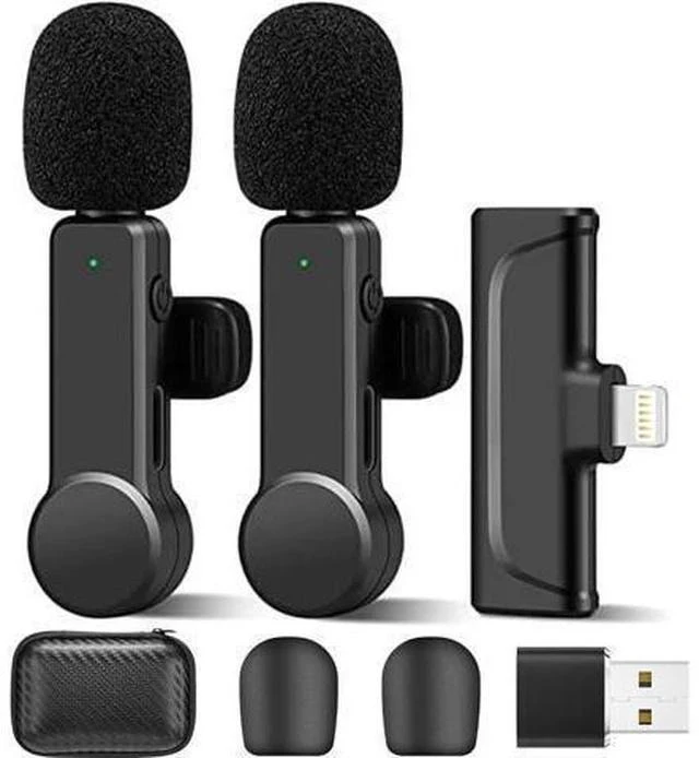 Main image of 2Pcs Wireless Microphone for iPhone iPad, Plug-Play Wireless Lavalier Microphone for Video Recording, TikTok, YouTube, Vloggers, Auto-Sync Noise Reduction Wireless Lapel Mic