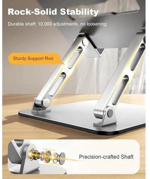 Alt view image 2 of 7 - Ergonomic Laptop Stand Dual-Bar Support & Height Adjustable Laptop Riser Holder for Desk Ventilated & Portable Computer Notebook Stand Mount Compatible with MacBook Air Pro//HP (10-16)