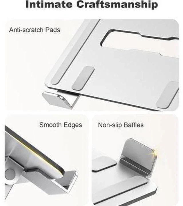 Alt view image 4 of 7 - Ergonomic Laptop Stand Dual-Bar Support & Height Adjustable Laptop Riser Holder for Desk Ventilated & Portable Computer Notebook Stand Mount Compatible with MacBook Air Pro//HP (10-16)