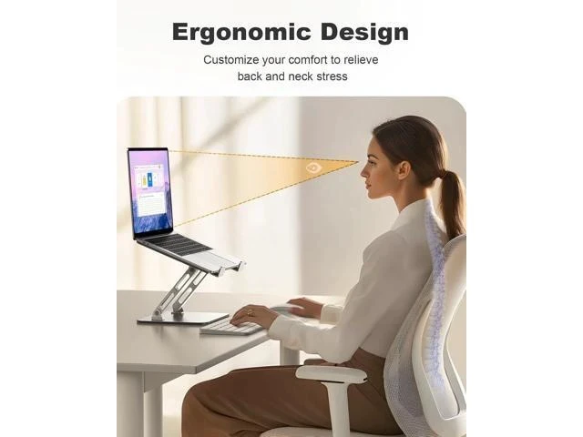 Alt view image 7 of 7 - Ergonomic Laptop Stand Dual-Bar Support & Height Adjustable Laptop Riser Holder for Desk Ventilated & Portable Computer Notebook Stand Mount Compatible with MacBook Air Pro//HP (10-16)