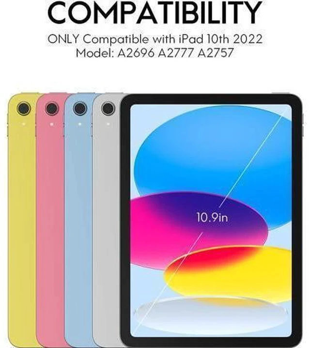 Alt view image 2 of 7 - Touchpad iPad 10th Generation Case with Keyboard (10.9", 2022), 7 Color Backlight, Multi-Touch Trackpad, Flip Stand Case with Pencil Holder, 2 Bluetooth Channels for New iPad 10th 2022, Black
