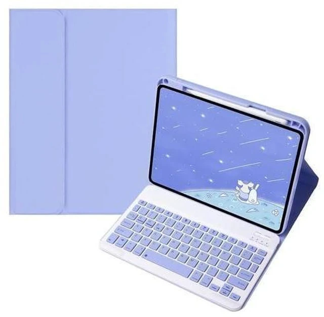 Alt view image 6 of 7 - KMXDD Keyboard Case Compatible with iPad 10th Generation 2022 10.9 inch Case with Keyboard Case with Keyboard Removable Bluetooth Wireless Keyboard Folio Case,Purple