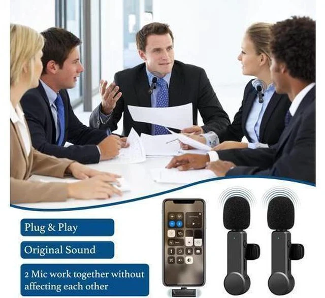Alt view image 3 of 7 - 2Pcs Wireless Microphone for iPhone iPad, Plug-Play Wireless Lavalier Microphone for Video Recording, TikTok, YouTube, Vloggers, Auto-Sync Noise Reduction Wireless Lapel Mic
