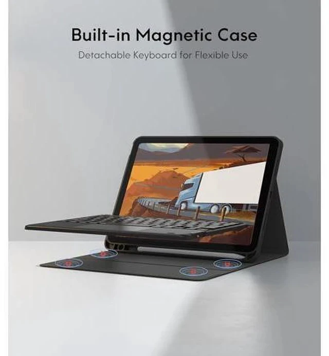 Alt view image 5 of 7 - Touchpad iPad 10th Generation Case with Keyboard (10.9", 2022), 7 Color Backlight, Multi-Touch Trackpad, Flip Stand Case with Pencil Holder, 2 Bluetooth Channels for New iPad 10th 2022, Black