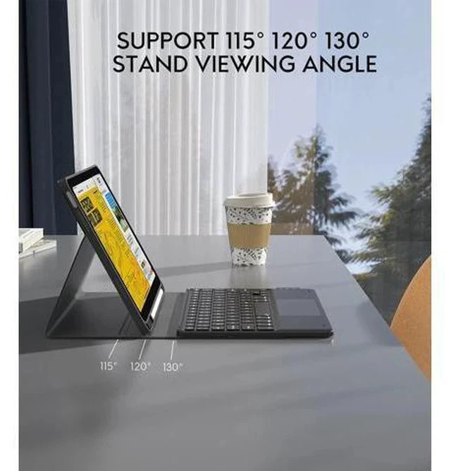 Alt view image 7 of 7 - Touchpad iPad 10th Generation Case with Keyboard (10.9", 2022), 7 Color Backlight, Multi-Touch Trackpad, Flip Stand Case with Pencil Holder, 2 Bluetooth Channels for New iPad 10th 2022, Black