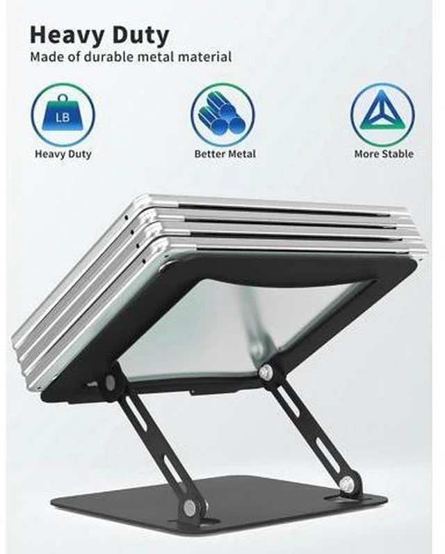 Alt view image 5 of 7 - Laptop Stand for Desk Portable Adjustable Laptop Riser Ergonomic Design Computer Holder Metal Laptop Mount Elevator Compatible with 10 to 15.6 Inches PC Computer Black