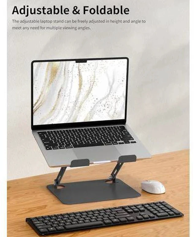 Alt view image 2 of 7 - Laptop Stand for Desk Portable Adjustable Laptop Riser Ergonomic Design Computer Holder Metal Laptop Mount Elevator Compatible with 10 to 15.6 Inches PC Computer Black