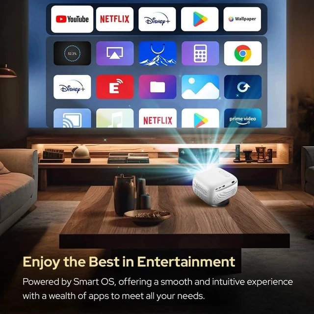 Alt view image 7 of 7 - PJ500 Compact Smart Projector, 40"-130" 1080P HD Screen, 4K Decoding, 550 ANSI Lumens, Auto Focus and Keystone, Wi-Fi 6 & Bluetooth 5.2 Connectivity
