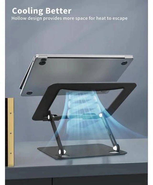 Alt view image 7 of 7 - Laptop Stand for Desk Portable Adjustable Laptop Riser Ergonomic Design Computer Holder Metal Laptop Mount Elevator Compatible with 10 to 15.6 Inches PC Computer Black