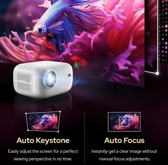 Alt view image 6 of 7 - PJ500 Compact Smart Projector, 40"-130" 1080P HD Screen, 4K Decoding, 550 ANSI Lumens, Auto Focus and Keystone, Wi-Fi 6 & Bluetooth 5.2 Connectivity