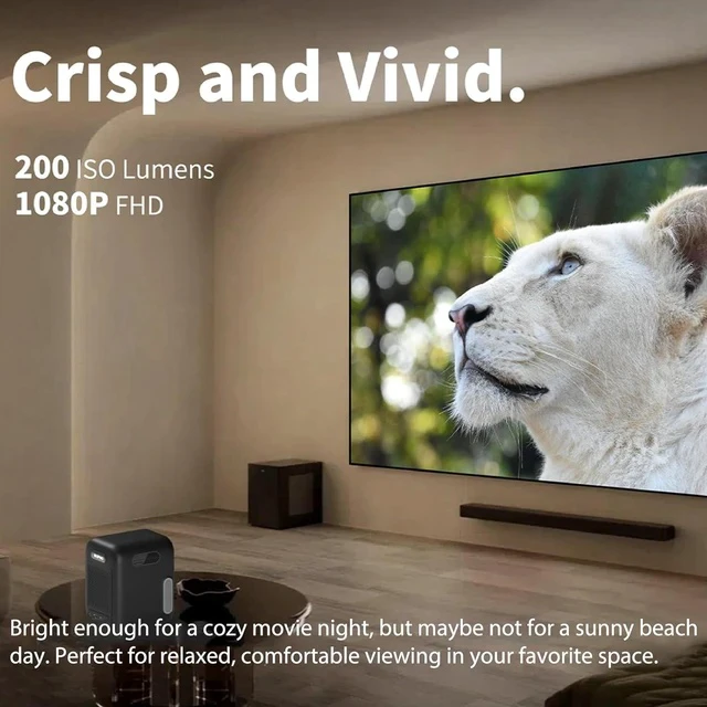 Alt view image 2 of 7 - Cinema G2 Smart Projector 200 ISO Lumens Auto Focus 1080P Multi-functional Mini Portable Projector for Home Cinema,Outdoor Built-in