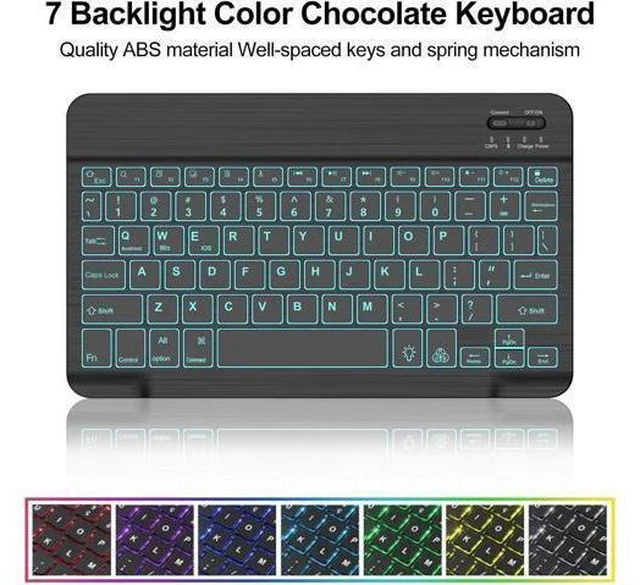 Alt view image 3 of 7 - BORIYUAN New iPad 10.2 9th 8th 7th Generation 2021 Keyboard Case, 7 Colors Backlit Detachable Keyboard Slim Leather Folio Smart Cover for iPad 10.2 Inch/iPad Air 10.5"(3rd Gen)/iPad Pro 10.5" Black