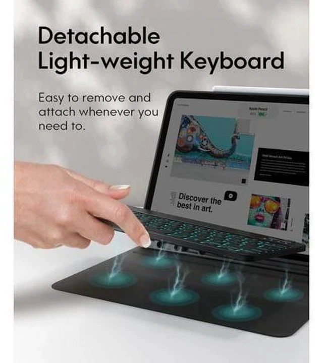 Alt view image 4 of 7 - CHESONA Keyboard for iPad Pro 12.9 2022 6th Generation, iPad Pro 12.9 Case with Keyboard 5th/4th/3rd Gen - 7 Colors Backlit - Detachable - Pencil Holder - Stand Cover -iPad Pro 12.9 Keyboard, Black
