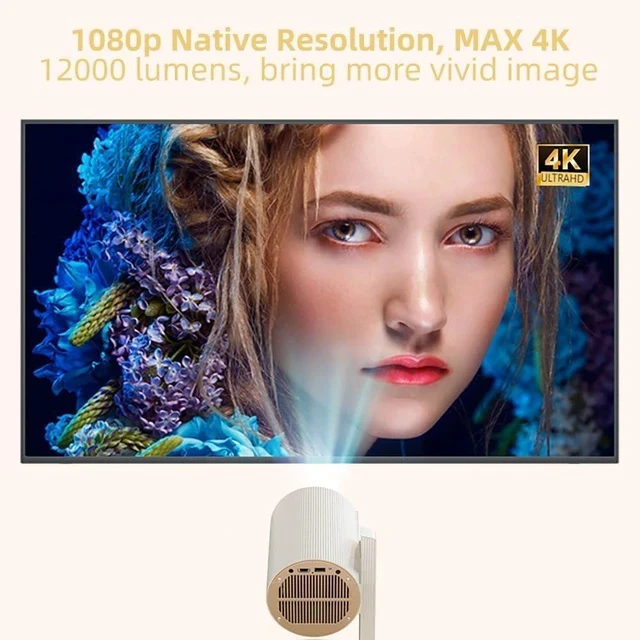 Alt view image 2 of 7 - K3 Mini Portable 1080p Projector with Android 12 32GB ROM TOF Auto Focus 12000 Lumens Dual WiFi 6 10W Speaker 270 Degree Rotating Holder