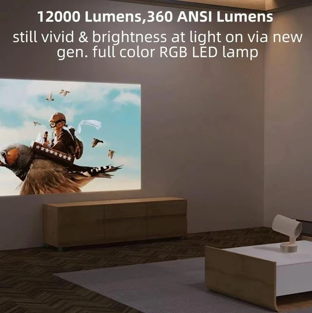 Alt view image 3 of 7 - K3 Mini Portable 1080p Projector with Android 12 32GB ROM TOF Auto Focus 12000 Lumens Dual WiFi 6 10W Speaker 270 Degree Rotating Holder