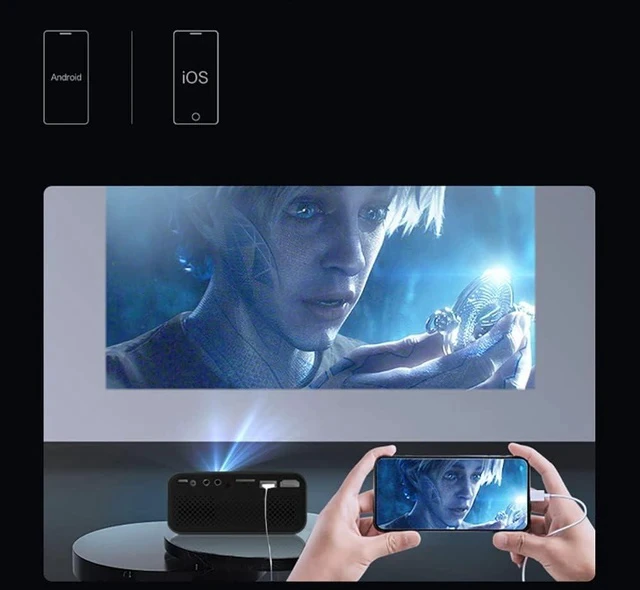 Alt view image 4 of 6 - Home Projector,Mini Micro LED Projector,5s Boot with Rich Colors,Compatible with Android iOS,100 Inch Portable Outdoor Camping Home Theater (Black)