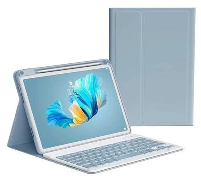 Alt view image 6 of 7 - KMXDD Keyboard Case Compatible with iPad 10th Generation 2022 10.9 inch Case with Keyboard Case with Keyboard Removable Bluetooth Wireless Keyboard Folio Case,Mist Blue