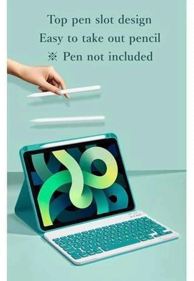 Alt view image 7 of 7 - KMXDD Keyboard Case Compatible with iPad 10th Generation 2022 10.9 inch Case with Keyboard Case with Keyboard Removable Bluetooth Wireless Keyboard Folio Case,Mist Blue
