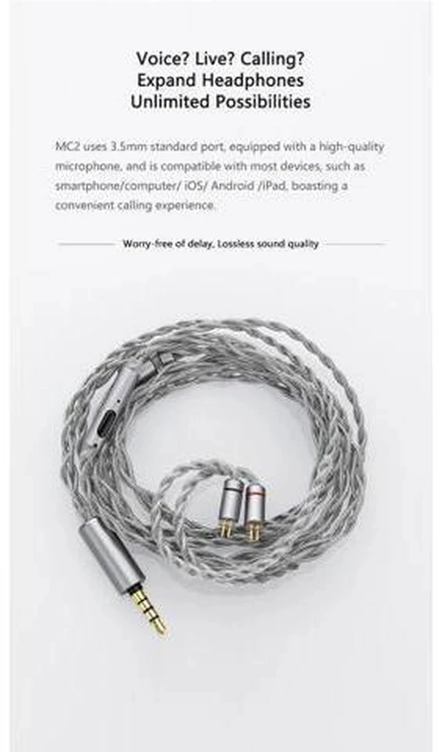 Alt view image 6 of 7 - MC2 Microphone Upgrade Cable 3.5mm 0.78mm 2pin Earphone Upgrade Cable