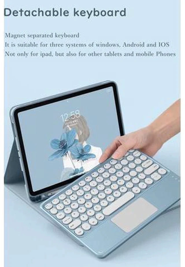 Alt view image 3 of 7 - HENGHUI Keyboard Case for New iPad 9th Gen/8th Gen/7th Gen 10.2"-Touchpad Detachable Wireless with Pencil Holder Stand Folio Keyboard Cover for iPad 9th Generation Air 3rd Gen Pro 10.5, Black