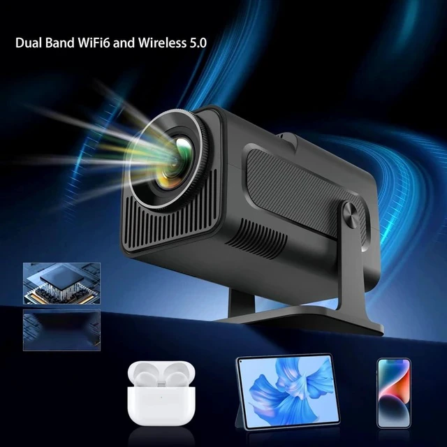 Alt view image 2 of 7 - Mini Projector, 4K 1080P Support Portable Projector with 2.4G 5G Wi Fi BT, 180° Rotatable Outdoor Projector Supported 10000 Lumens, Auto Keystone, for Phone, PC, Laptop (US Plug)