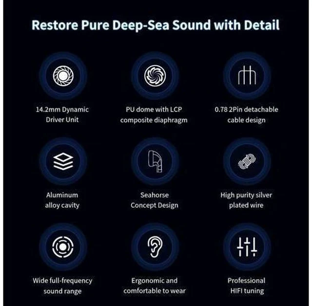 Alt view image 6 of 7 - Seahorse Pro Flagship 14.2mm Large Dynamic Driver Flat-Head Earbuds in-Ear Earphones with 0.78 2pin Replaceable Cable (4.4mm)
