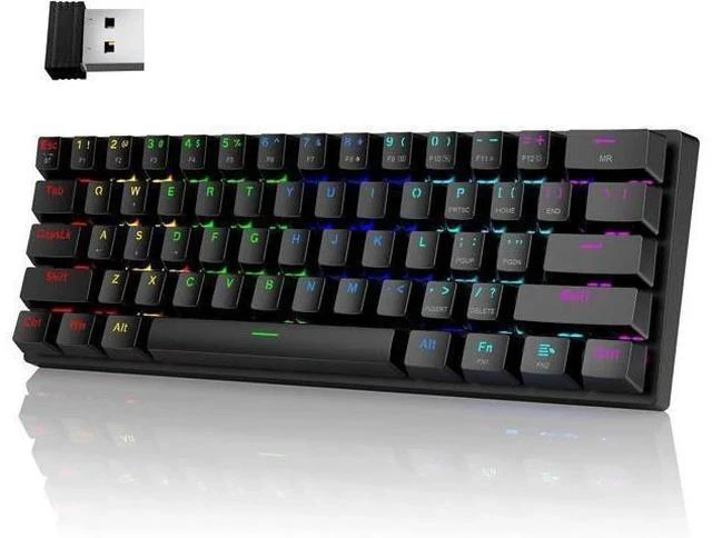 Main image of 60% Wireless Mechanical Keyboard, 2.4G/Type-C/Bluetooth Keyboard with RGB Backlit, Clicky Blue Switch, 61 Keys Mini Office Wired Gaming Keyboard for iPad Mac Windows Xbox Gamer, Easy to Carry on Trip