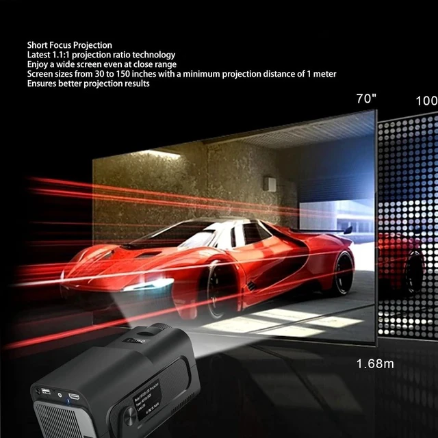 Alt view image 3 of 7 - Mini Projector, 4K 1080P Support Portable Projector with 2.4G 5G Wi Fi BT, 180° Rotatable Outdoor Projector Supported 10000 Lumens, Auto Keystone, for Phone, PC, Laptop (US Plug)