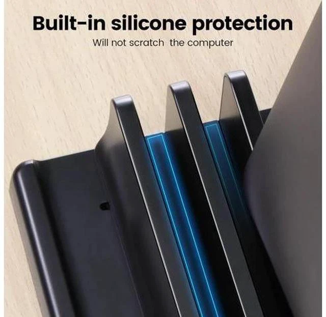 Alt view image 3 of 7 - 3-Slot Vertical Laptop Stand Holder Adjustable ABS Plastic Desktop Notebook Dock Vertical Laptop Stand Space-Saving for All MacBook/Surface//HP//Chrome Book