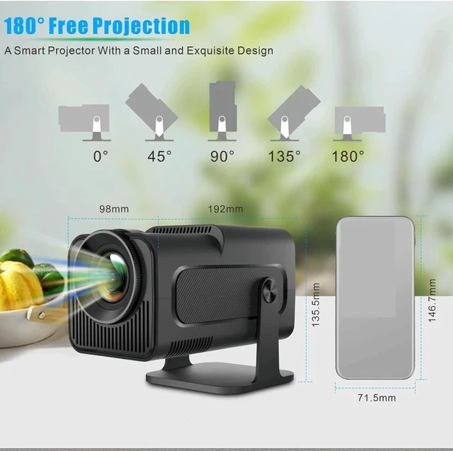 Alt view image 6 of 7 - Mini Projector, 4K 1080P Support Portable Projector with 2.4G 5G Wi Fi BT, 180° Rotatable Outdoor Projector Supported 10000 Lumens, Auto Keystone, for Phone, PC, Laptop (US Plug)