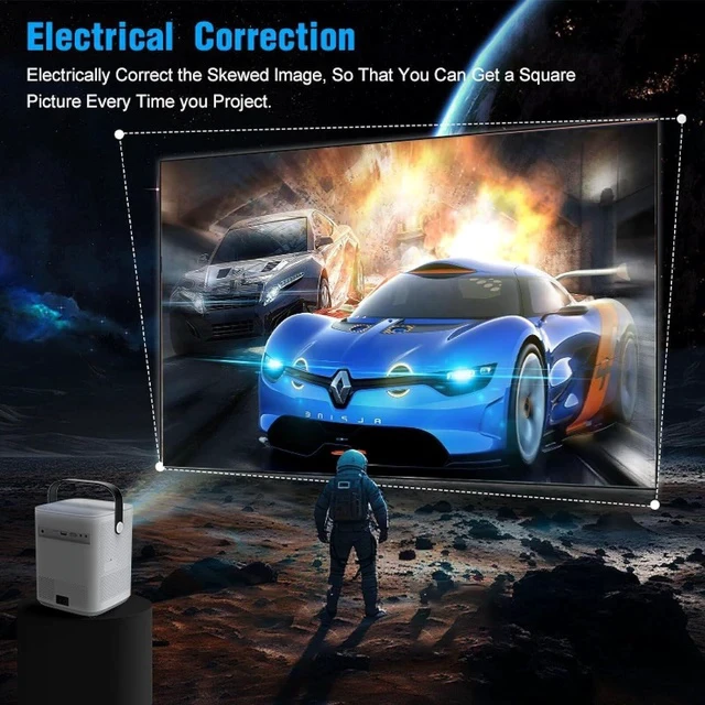 Alt view image 5 of 7 - Portable Projector, Full HD Projector with 4k 1080P Support with Android 11,280ANSI 10,000 Lumens, WiFi 6 BT 5.0 Video Projector for Mobile Phone/TV Stick/HDMI/USB/PC Home Theater Projector